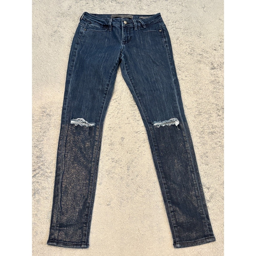 Guess Jeans Womens 26 Jegging Shimmer Blue Denim Dark Wash Stretch Skinny